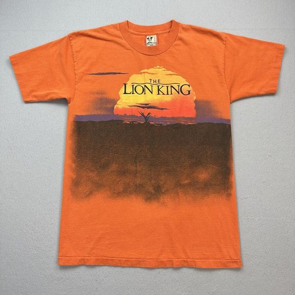 Vintage Disney The Lion King Shirt Mens Large Orange All Over Print AOP 90s - Picture 1 of 12